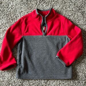 4T OshKosh Fleece Zip Up Red & Gray